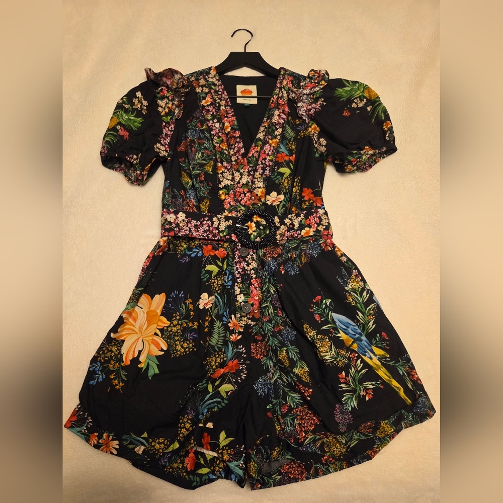 Farm Rio Black Forest Delicate Gardens Romper XS
